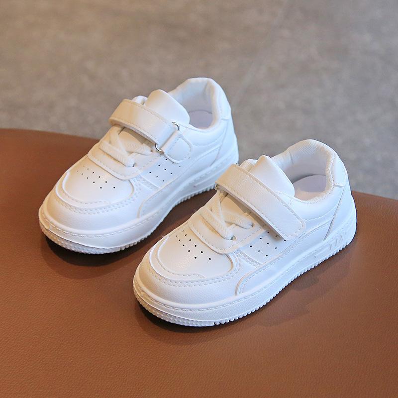 Kids White Sneakers Spring Autumn Boys Girls PU Leather Soft Sole Casual Sports Shoes Baby Toddler Flat Trainers