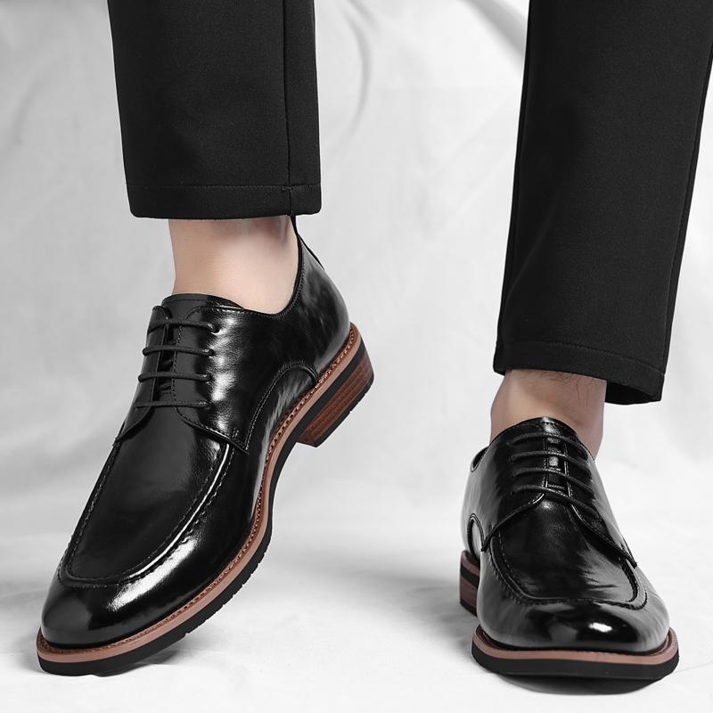 Fashionable Men Lace Up Breathable and Non Slip Oxford Shoes High-quality Men Comfortable Pointed Casual Business Leather Shoes