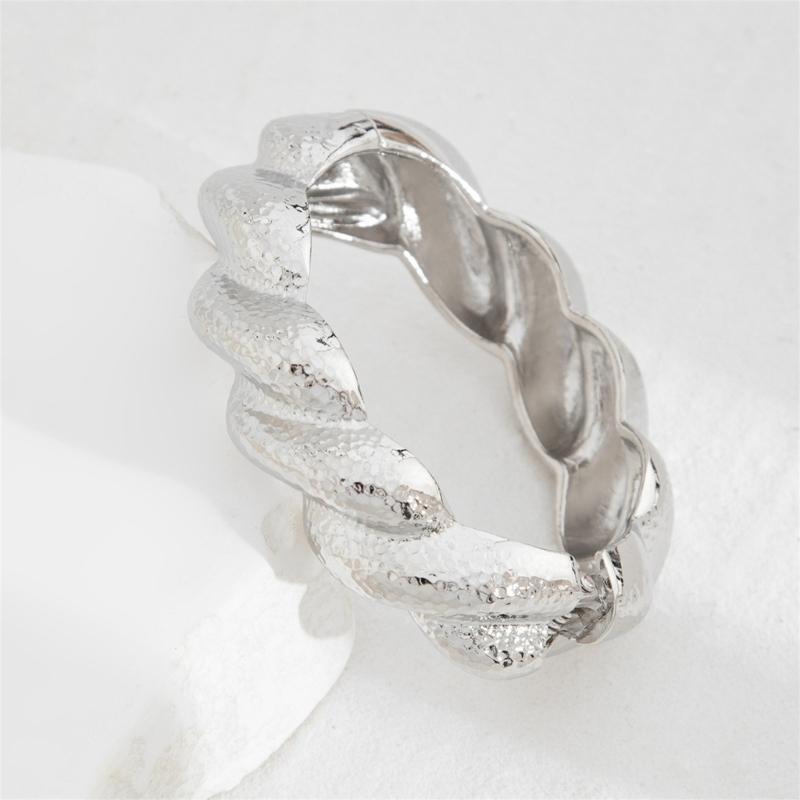 Hip Hop Irregular Spring Bangles Punk Wide Cuff Geometric Bracelets Party Jewelry Alloy Texture for Women and Men