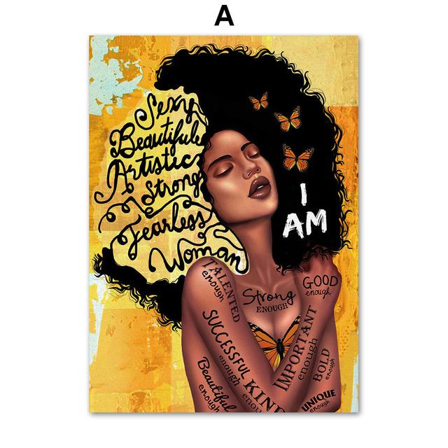 Abstract Sunflower Afro Girl Black Beauty African Art Canvas Painting Nordic Posters And Prints Wall Pictures Living Room Decor No Frame