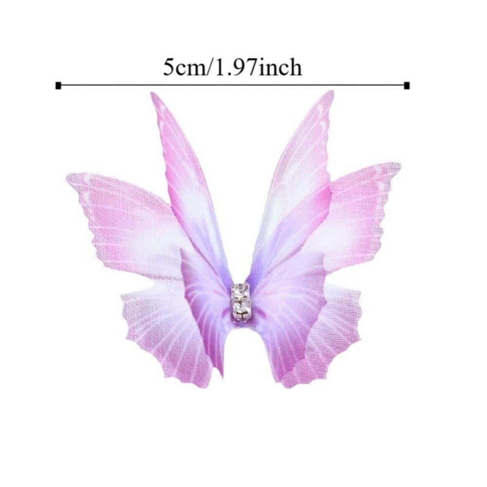 50pcs 5CM Organza Fabric Butterfly Appliques  For Hairband Nail Decoration