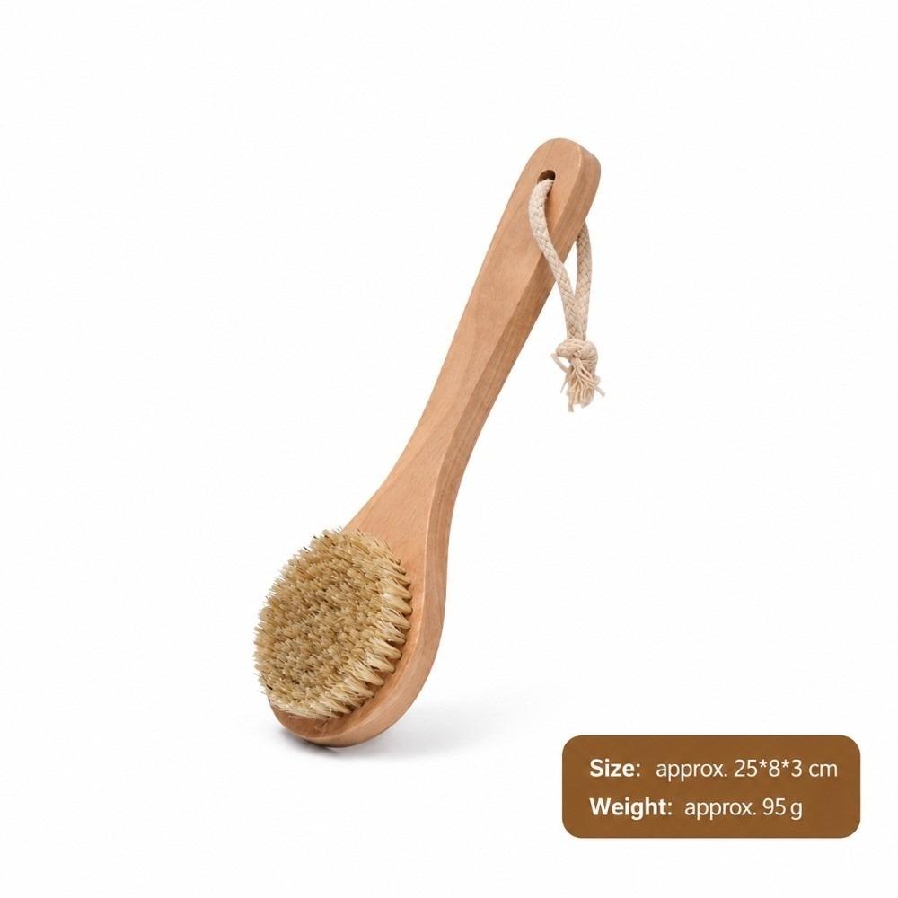 Wooden Handle Shower Scrubber Brush Boar Bristle Back Exfoliating Brush Bath Body Brush  Spa Use