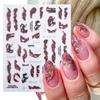 1PCS Black White Butterfly Laser Nail Stickers Nail Art Decoration Abstract Lines Bronzing Flowers Stickers For Nails