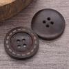 Laser-Dotted Retro Wooden Coat Buttons - Natural Wood Wide Edge for Shirt, Cardigan, or Trench Coat