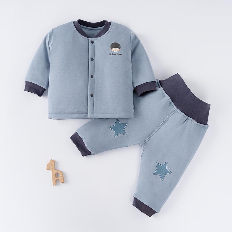 

Комплект детского термобелья из хлопка 140 г для осени/зимы - стеганый топ и брюки для мальчиков 73CM [13-17 lbs]