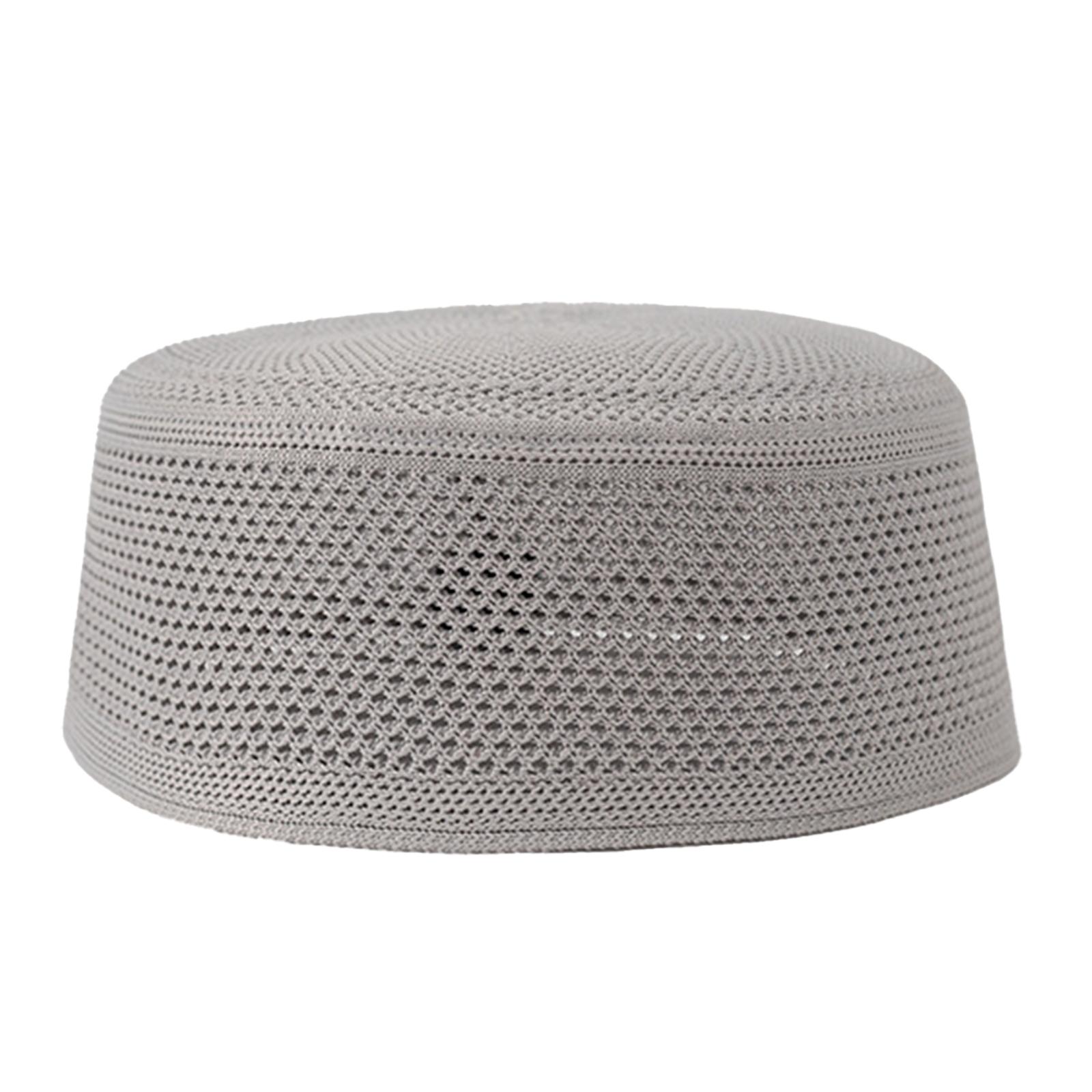 

Вязаная хлопковая шапка-тюрбан для мужчин, дышащая исламская молитвенная шапка куфи, хиджабы на Рамадан, шапка-бини, арабская шапка-череп M серый