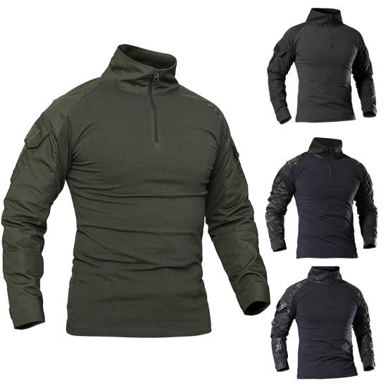 Pánské maskáčové bojové tričko s dlouhým rukávem a zipem Assault Frog