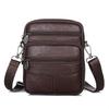 Double Zipper Genuine Leather Men’s Crossbody Bag, Multi-Zipper Small Shoulder Bag for Phone, Wallet, Travel & Daily Use