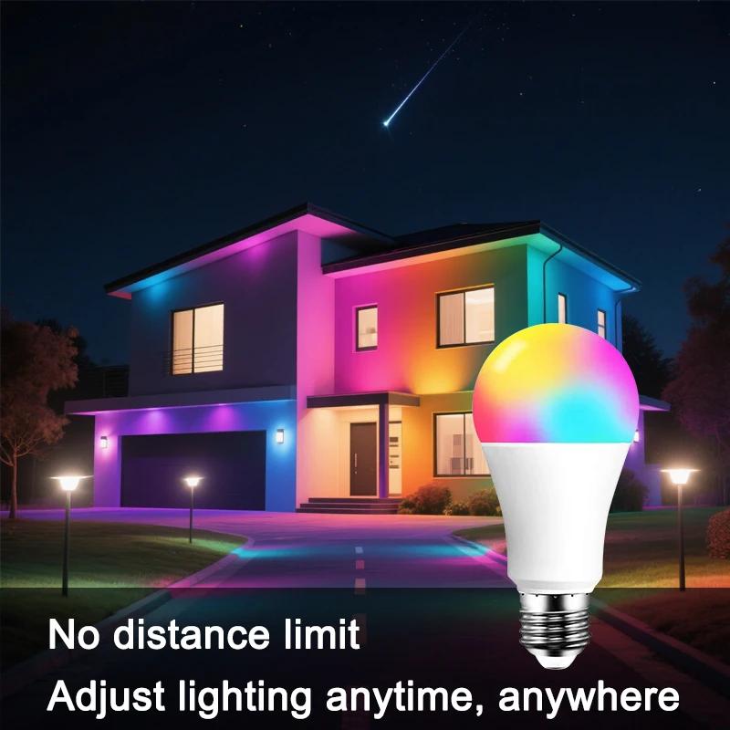 Tuya E27 Smart Bulb WiFi Dimmable LED Light 2700-6500K Color Temperature RGB Full Color Voice Controllable Via Alexa Google Home