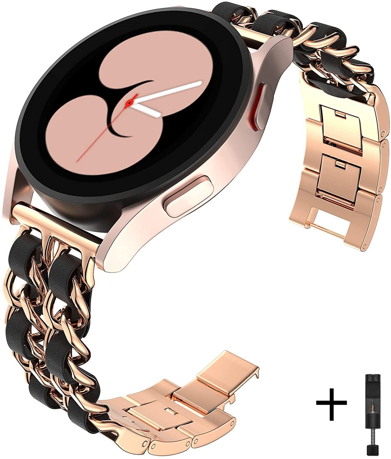 

20mm 22mm Band for Samsung Galaxy Watch 4 3 5 Pro 45mm Active 2 Gear S3 Luxury Leather+Metal Bracelet Huawei Watch GT/2//3 Strap 22mm watch band