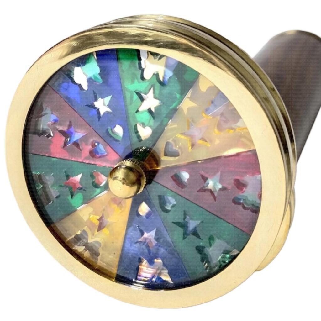 Custom Brass Flower Wheel Kaleidoscope with Stand, Personalized Gift for Dads Men Women Kids Wedding Anniversary Birthdays, Christmas Decor