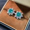 Laboratory Cultivation of diamond Paraiba Earrings for Women S925 Silver Fashion Sunflower Daisy Earrings Light Luxury Jewelry