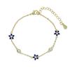Gold Plated Cubic Zirconia Flower Charm Link Chain Bracelet Delicate Fashion Jewelry for Women Gift