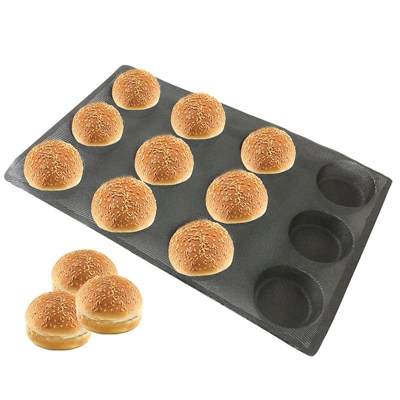 Perforated Hamburger Molds Muffin Pan Tray Non Stick Baking Sheets Silicone Bun Bread Forms