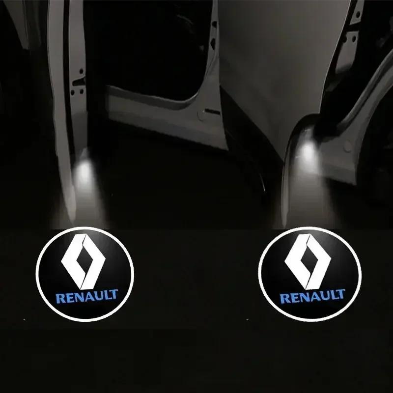 

Hub Caps For Renault Megane 2 3 4 Twingo Clio Talisman Captur Kwid Scenic 2Pcs HD LED Car Door Projector Lights Auto Logos Welc
