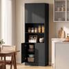 170 cm Tall Kitchen Cupboard Soft-Close Hinges Black Wood Effect