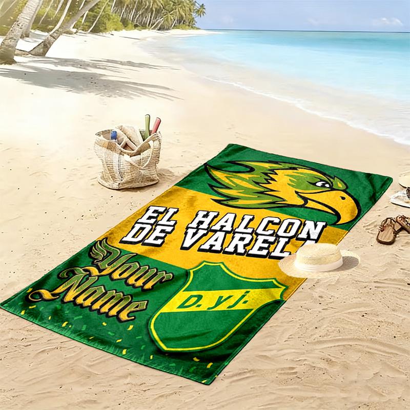 Name Custom Defensa y Justicia Print Beach Towel, Large Soft Quick Dry Towel for Beach Camping Swimming