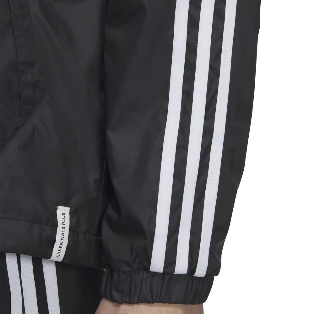 adidas Essentials Plus Windbreaker Jacket and 3-Stripe KWE95-JF3912 (Black White/LL/Men's)