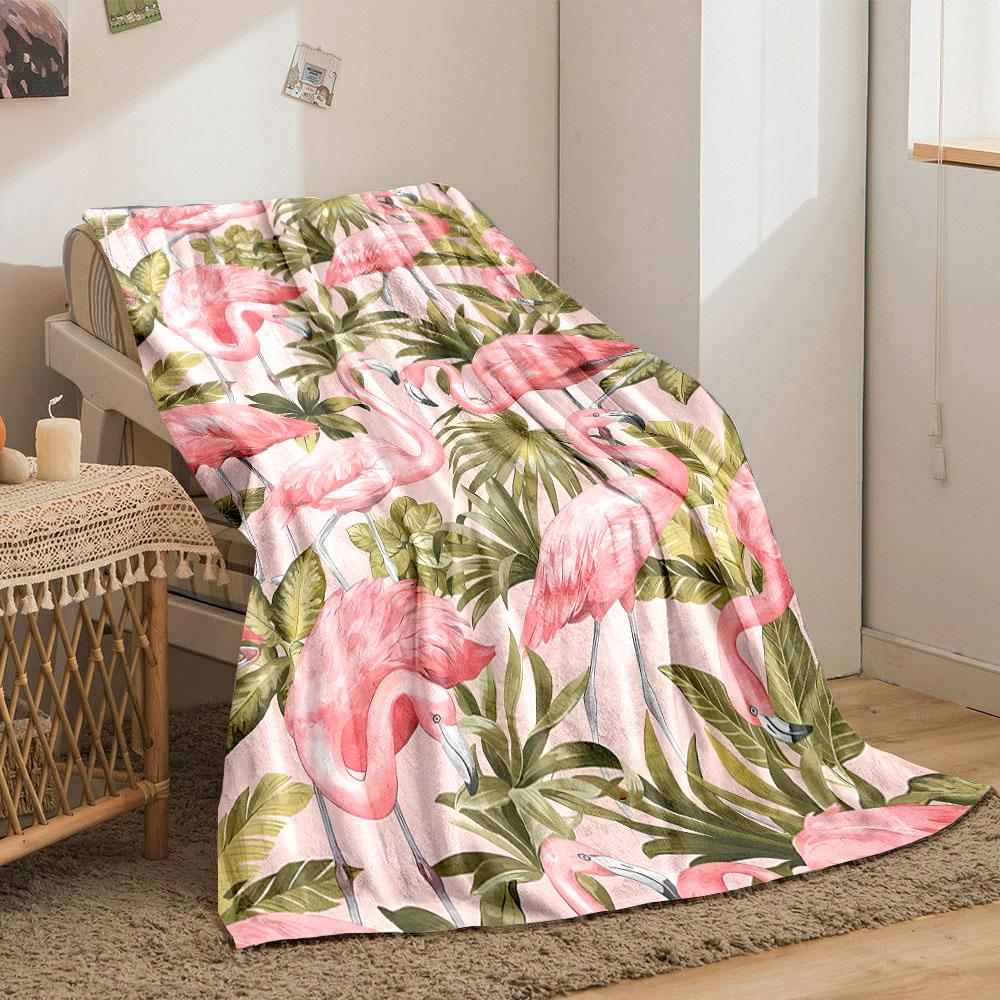 Pink Flamingo Tropical Leaves Blanket bedroom Blanket for Livingroom Couch lunch break Soft throw for Friend's festival Gift