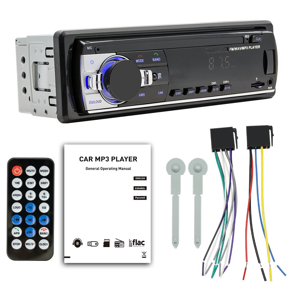 BQCC 1 Din Car BT MP3 Player Handfree FM USB TF AUX LED Display Autoradio Power Protection Vehicle Stereo