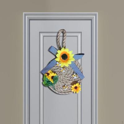 Wreath Artificial Flowers Welcome Wall Hanging Garland Ornament for Window Wedding Indoor and