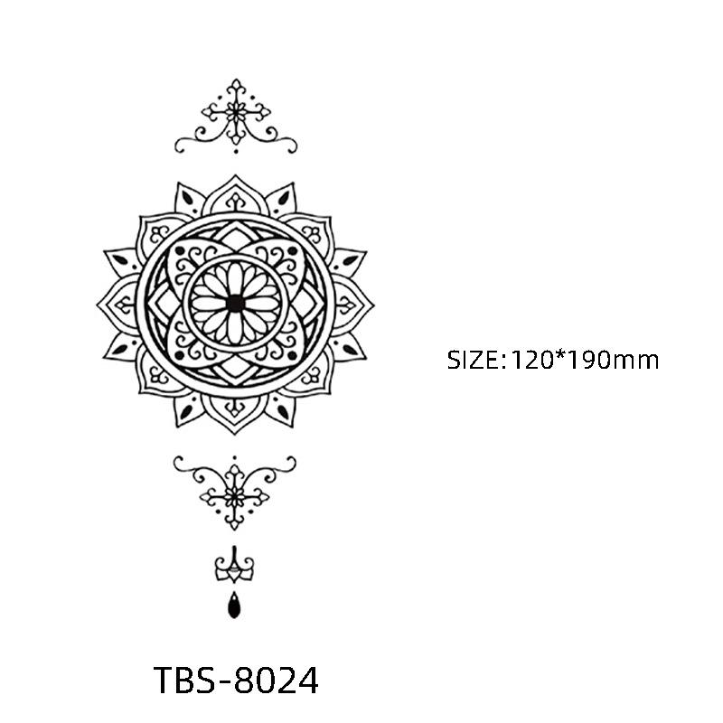 Waterproof Semi-Permanent Black & White Totem Flower Tattoo Stickers