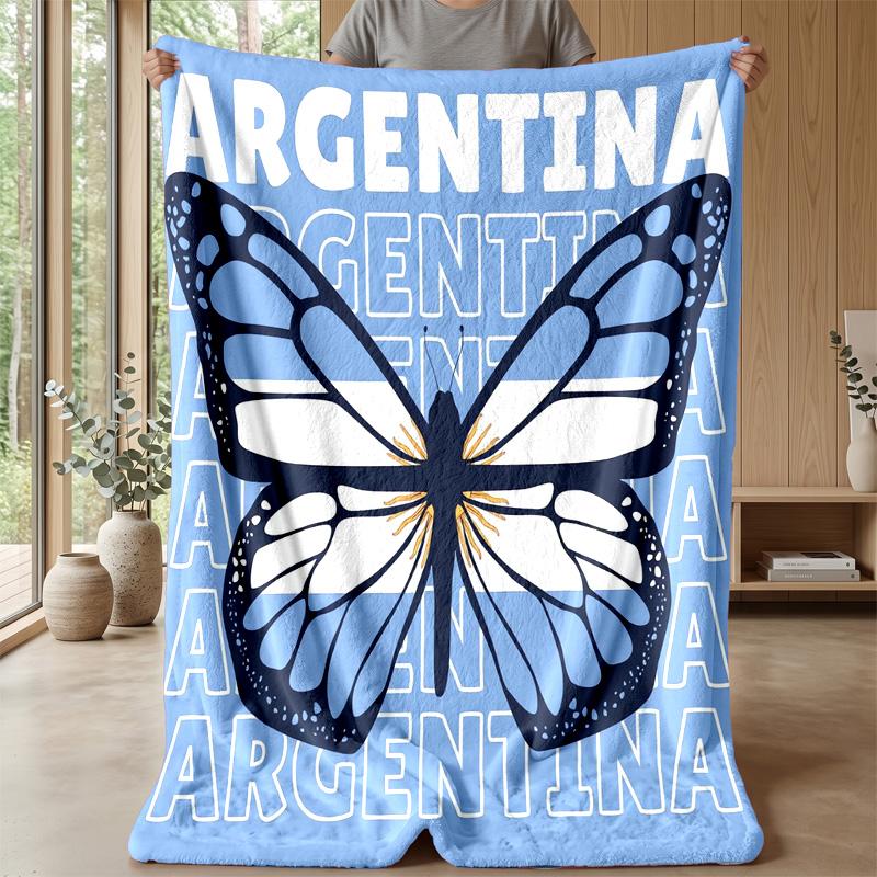 Argentinische Nationalmannschaft Thema Decke Weiche Flanelldecke Plüsch Überwurfdecke Gemütliche Sofa Bettdecke für Heimdeko