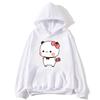 Red Flower From Panda BuBu To Bear DuDu Hoodie Cute Baby Bears Sweatshirts Couple Clothes Women's Streetwear