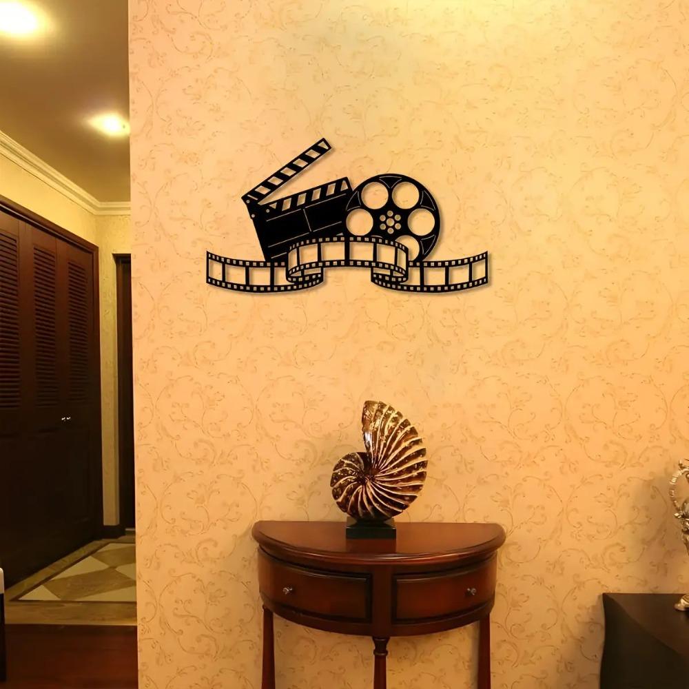 Metal Movie Wall Art Decor, Iron Film Reels Clapperboard Sculptures for Home Garden Courtyard Balcony Indoor Outdoor Durable