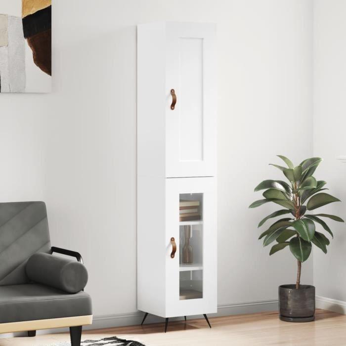 VidaXL Buffet haut Blanc brillant 34,5x34x180 cm Bois d'ingénierie 3200363
