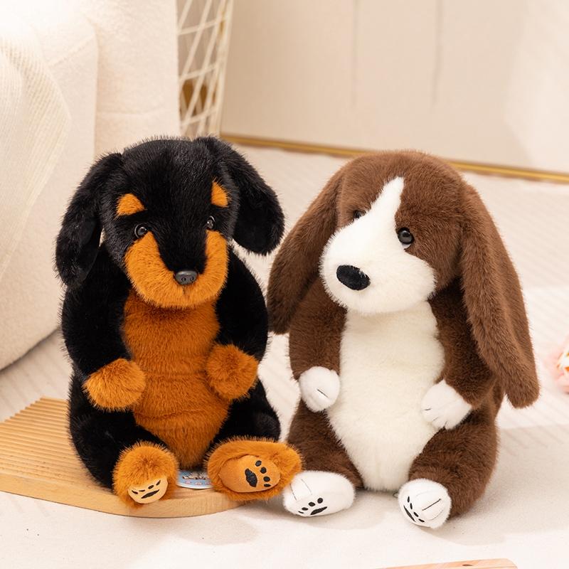 45Cm Cartoon High Quality Sitting Dachshand Dog Plush Doll Pillow Soft Big Ears Dog Animal Stuffed Toy Home Decor Gift For Kids