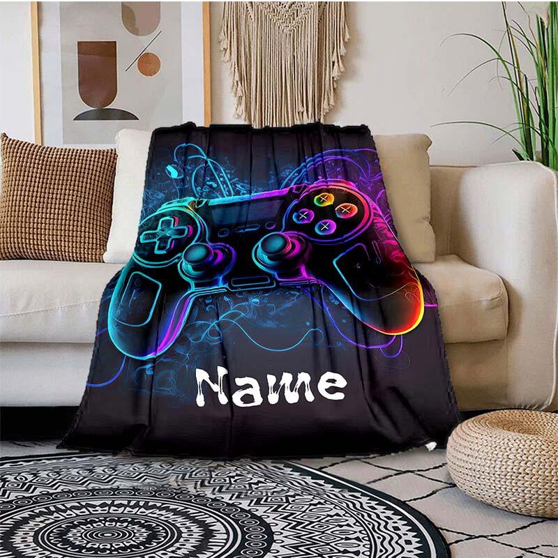 Color Game Controller Customize Your Name Blanket Used For Chair Office Sofa Bed Camping Soft And Warm Giving Friends And Relatives Birthday