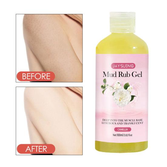 100ml Mud Rub Gel Camellia Aloe Peach Moisturizing Mild Universal Cleansing Body Care Brighten Skin Whole Body Exfoliating Cream Men Women Use