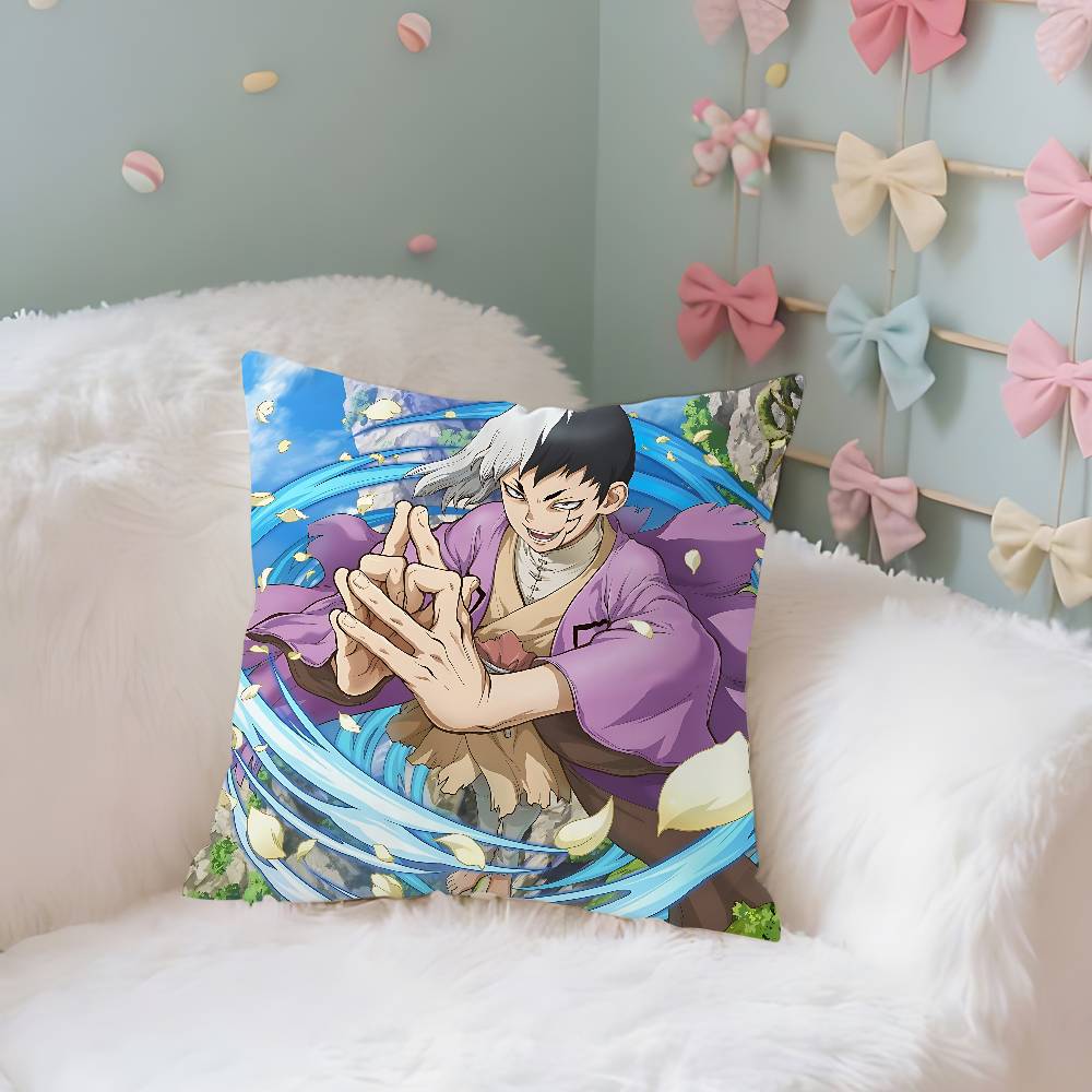 Anime D-Dr. Stone Pillow Case Cushion Cover Soft Cute Throw Pillow Case For Car Sofa Pillowcase Polyester With Zipper