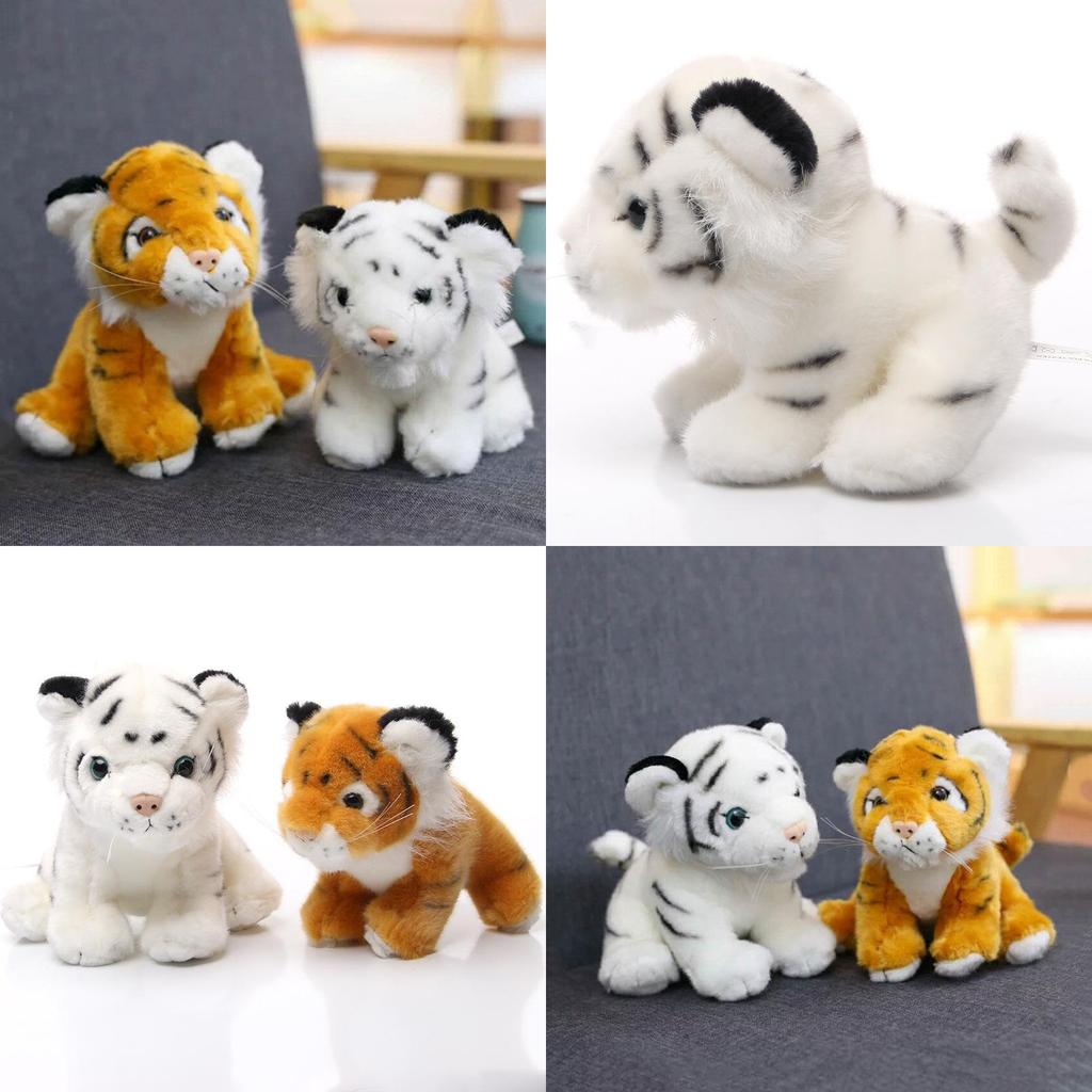 Adorable Cute Plush Tiger Animal Toy In White And Yellow For Kids And Collectors