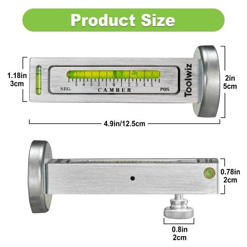 Toolwiz Tire Camber Gauge, 0 To }5, Aluminum, Universal Alignment Measurement, Magnetic, for Automotive Tire Alignment, Angle Measurement, and Repair