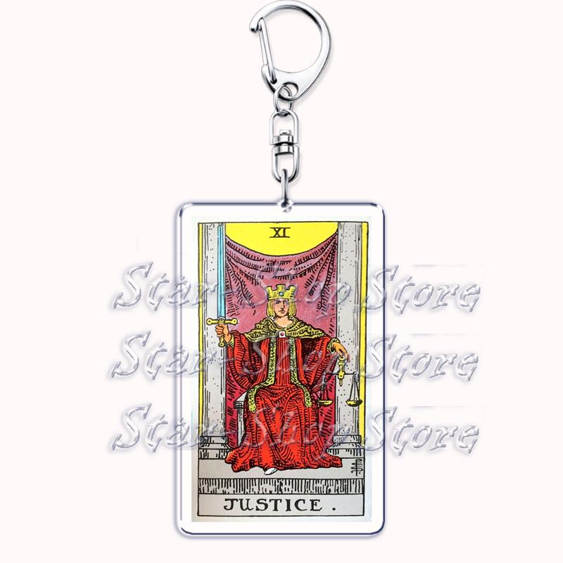 Popular Culture Halloween Tarot Card Keychains for Accessories Moon Luna Death Keyring Jewelry Fans Lovers Friends Reader Gifts