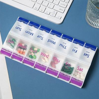 New Premuim Hot Portable Detachable Weekly Pill Organizer Case Box Twice A Day 7 Day Container Medicine for Vitamins Supplement