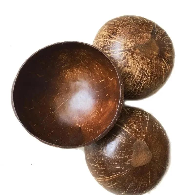 4.5-6inch Natural Coconut Bowl Eco-friendly Soup Fruit Salad Set Noodle Rice Bowl Wooden Fruit Container Handicraft Kitchenware