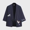Men's Trendy Crane Embroidered Kimono Cardigan: Spring/Summer Ancient Style Loose-Fit Hanfu Robe