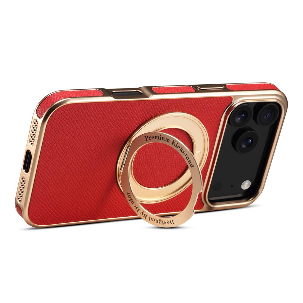 Pouzdro s výklopným stojánkem pro iPhone 17 Pro Zadní kryt z pravé hovězí kůže Kompatibilní s MagSafe