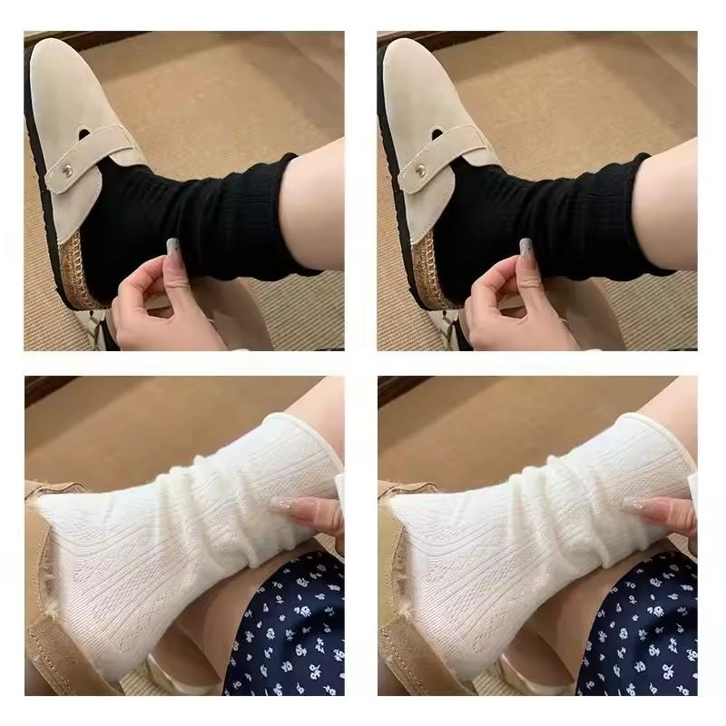 

Women s Socks Black and White Autumn Ins Trend Retro Cream Curled Dark Pattern Mid-Tube Pile Socks Non-Slip Literary Socks One Size
