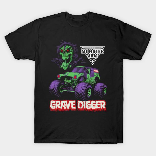 

Men Black Print T-shirt Monster Jam Grave Digger Monster Truck No-Cut Transfer Paper Print Cotton Tshirt 3XL чорний