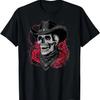 Goth Design Western Skeleton, Roses and Cowboy T-Shirt