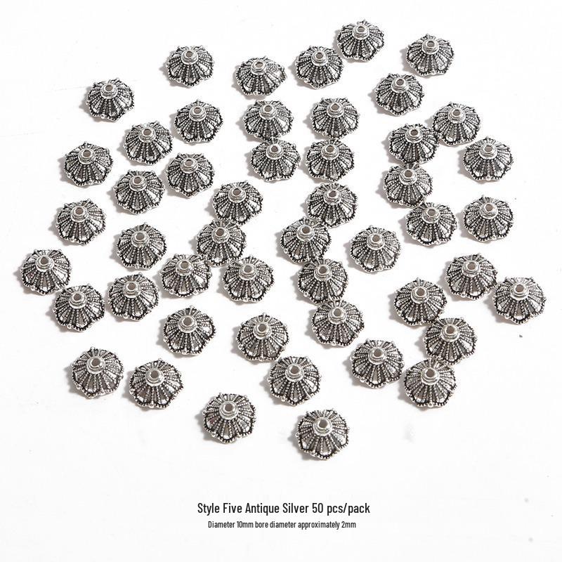 Handmade Antique Silver Flower Spacer Beads for DIY Bracelets & Hair Accessories