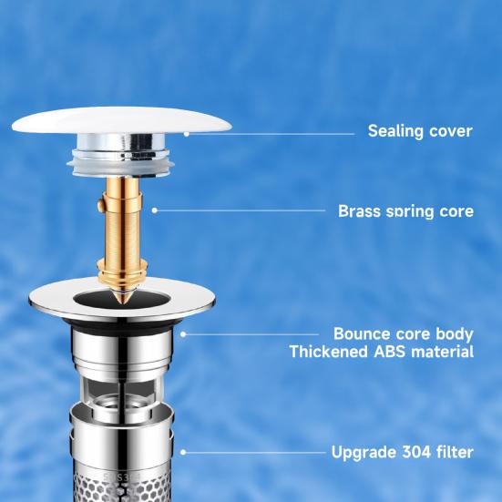 Bathroom Sink Stopper Pop-up Drain Strainer Hair Debris Catcher Sink