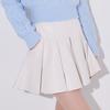 J.JANE Wide Pleated Leather Skirt (Ivory)