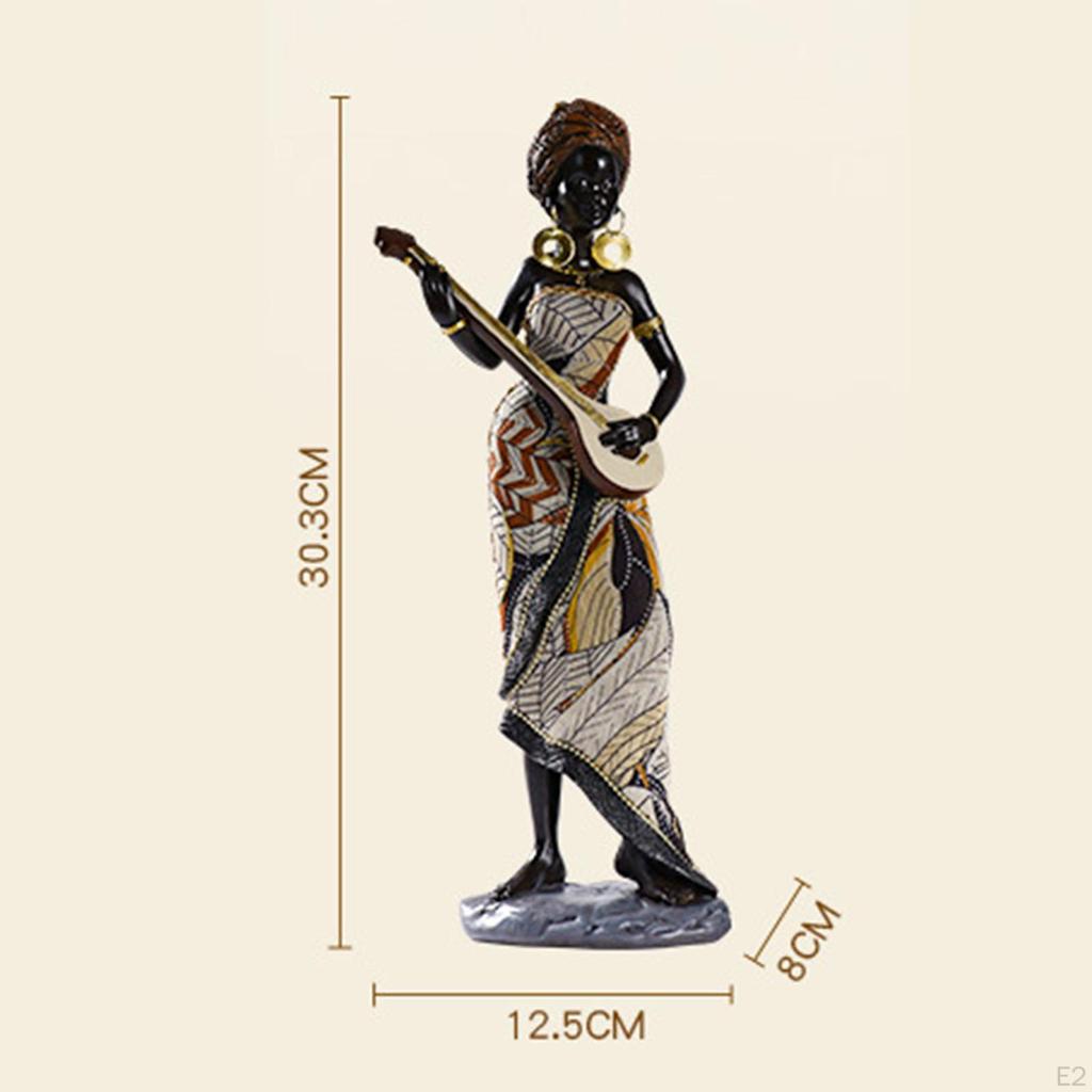 African Lady Figurine Tribal Women Statue Exotic Ornaments for Living Room