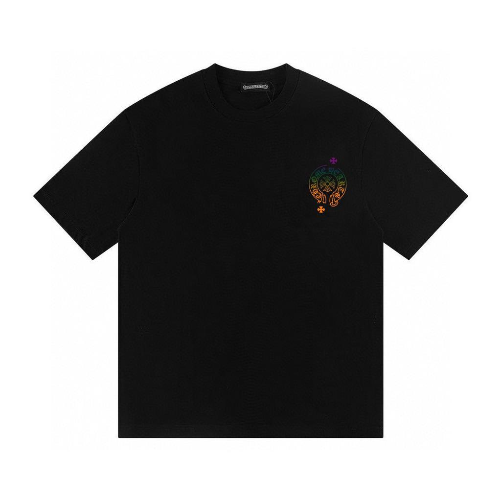 T27 CHROME HEARTS Verão 2026 Novo Algodão de Alta Qualidade Gola Redonda Solta Tamanho Grande Camiseta Masculina e Feminina Camiseta de Casal
