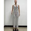 Dame sommerjumpsuit med halterneck og ermeløs passform